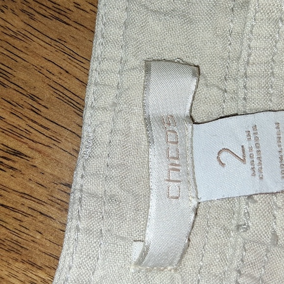 Chico's 100% Linen Cropped Rolled Light weight Cargo pants Lagenollk 2/Large - Picture 5 of 9